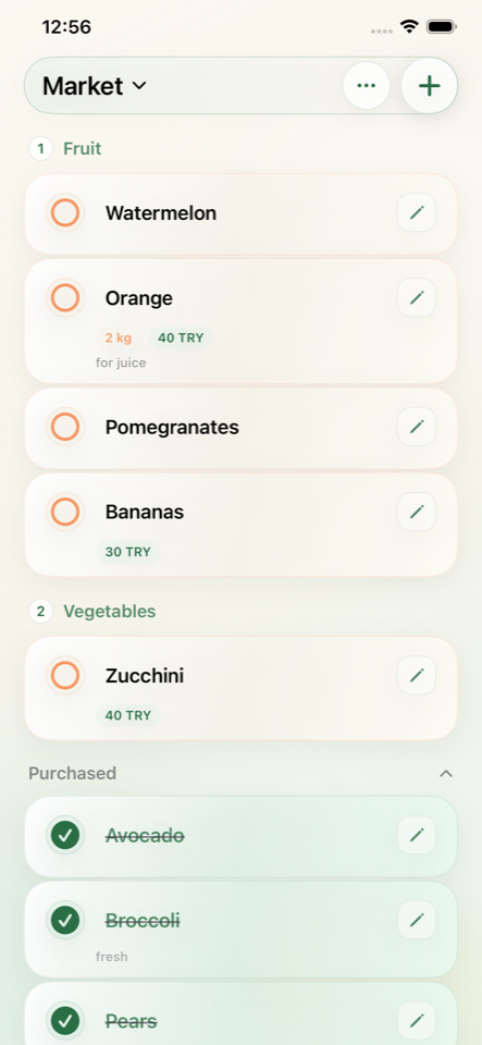 ShopList shopping list screen